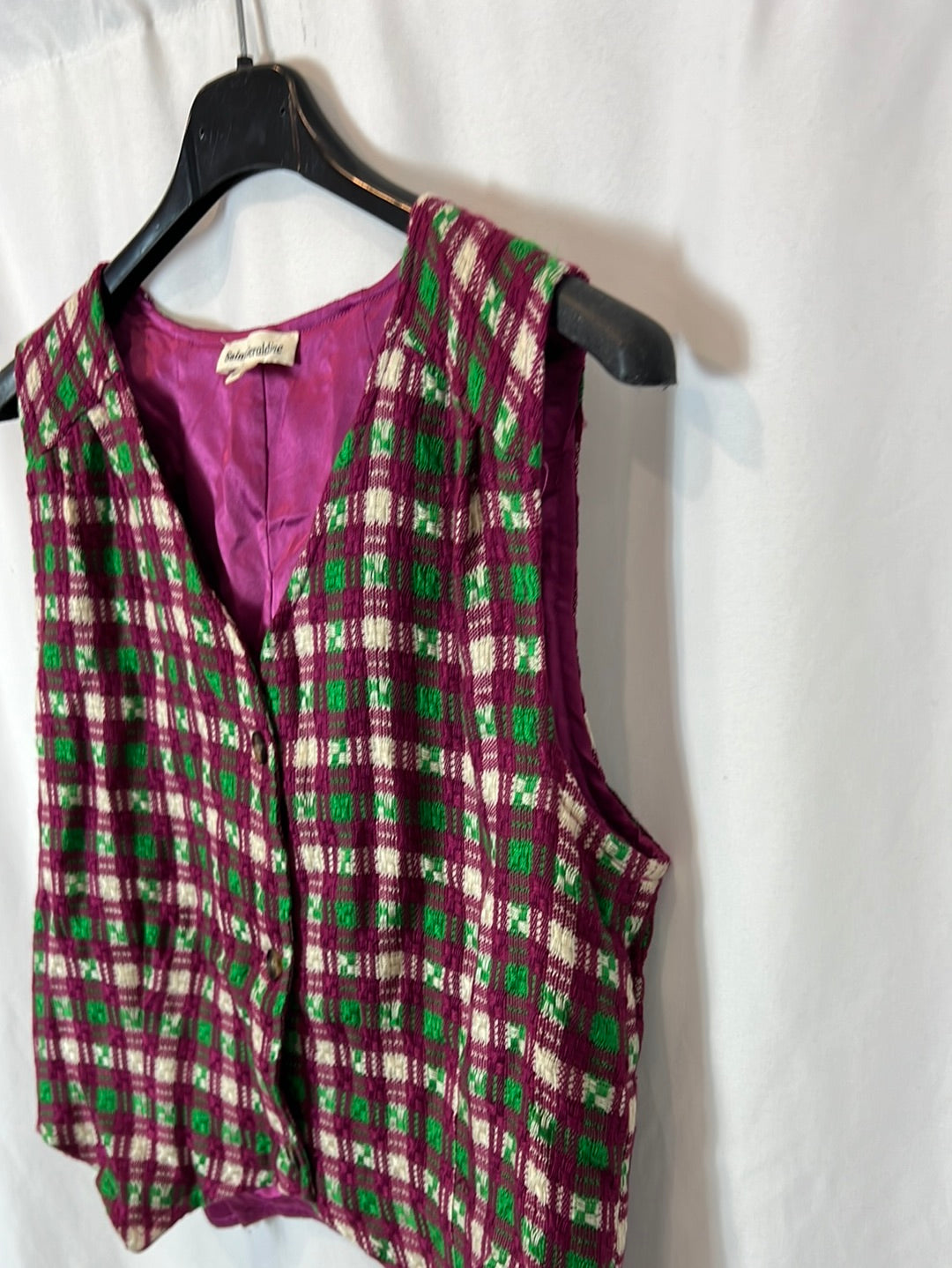 SAINT GERALDINE. Chaleco/top cuadros  T.s