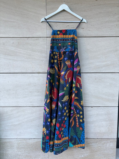 OTRAS. Vestido midi estampado tropical. T S/M