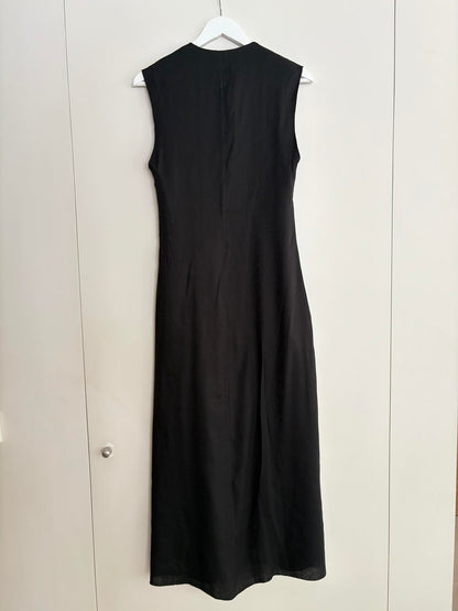 MASSIMO DUTTI. Vestido largo negro lino