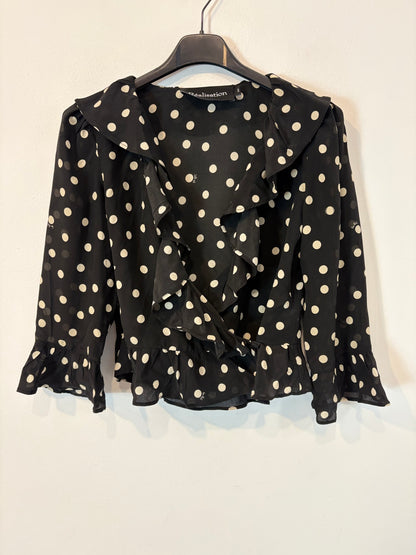 RÉALISATION. Top seda lunares ajustable en negro. T XS