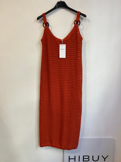 TIFFOSI. Vestido midi teja croché. T S