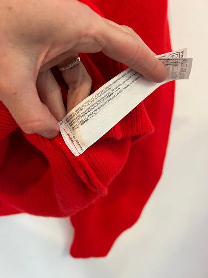 MANGO.Chaqueta punto roja botones joya