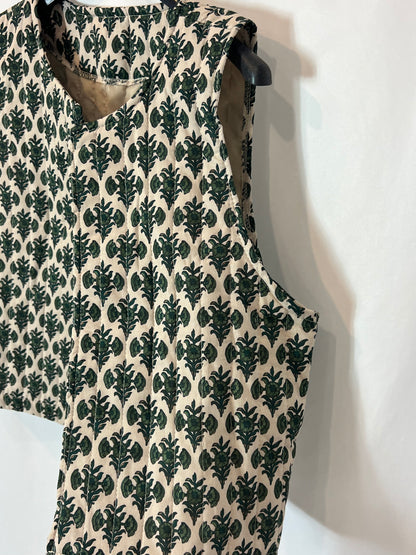 OTRAS. Chaleco beige flores verdes TU(s/m)