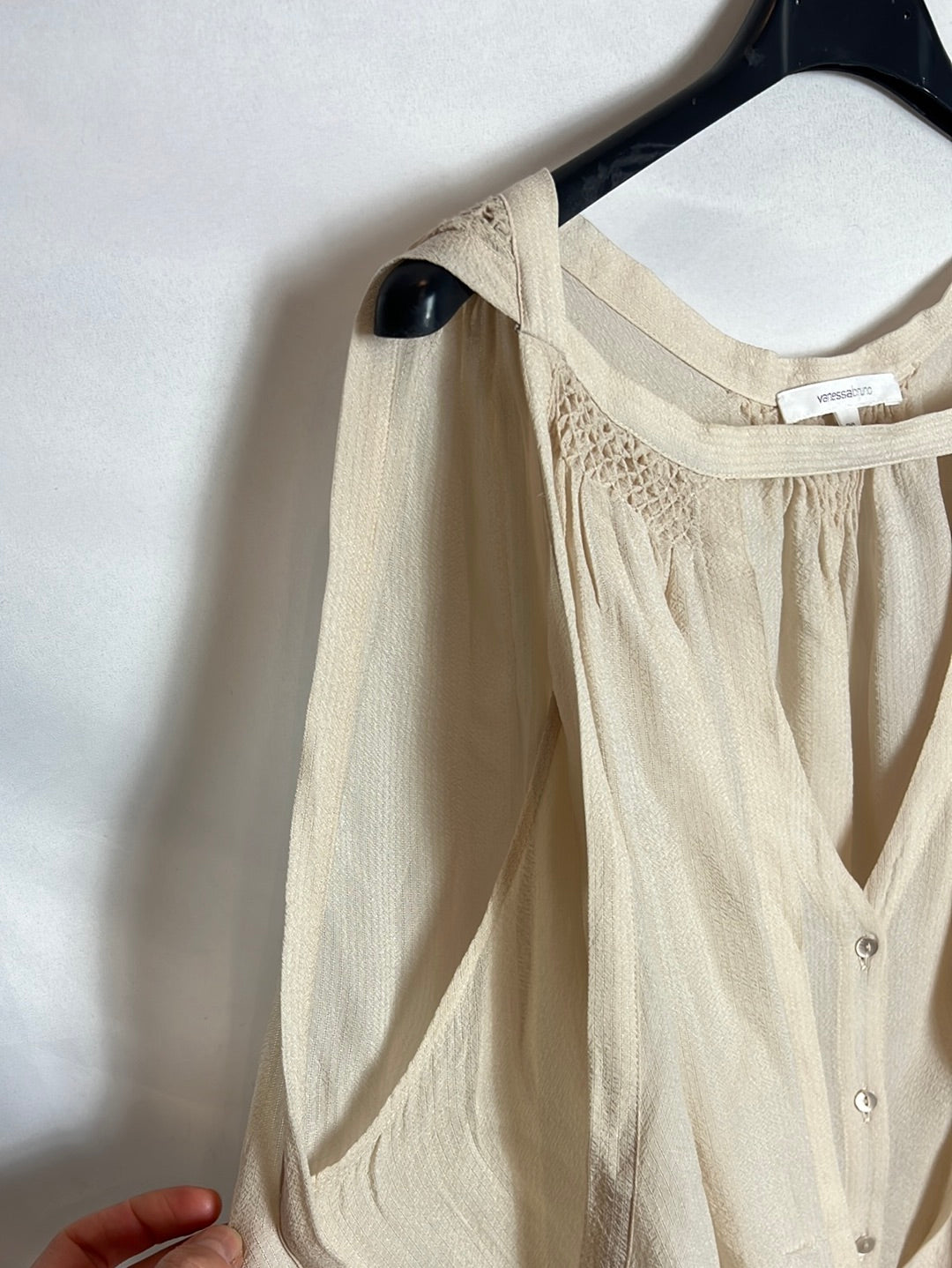 VANESSA BRUNO. Blusa beige textura T.36