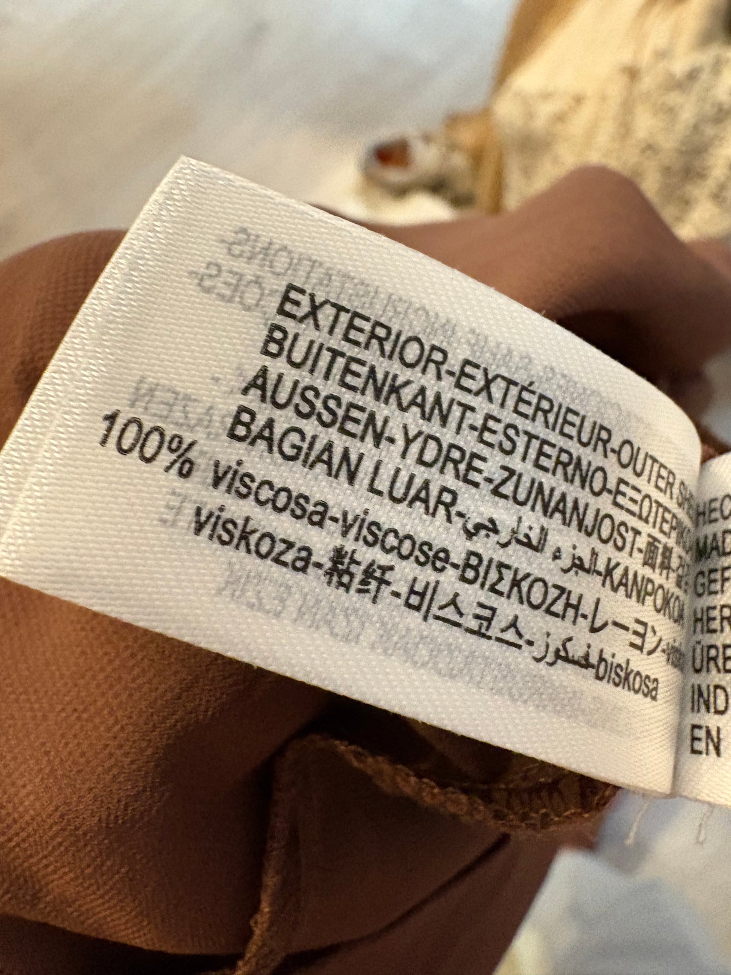 ZARa. Vestido marrón abalorios T.s