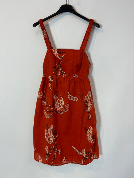 MANGO. Vestido corto hojas T.s