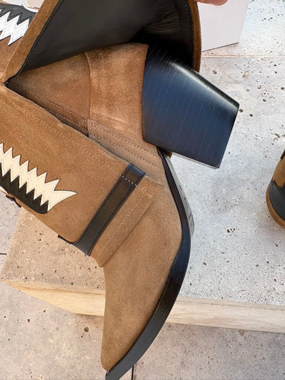 FILLES A PAPA. Botines piel Texas Low Camel. T 40