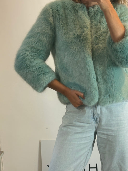ZARA. Aqua green fur jacket. TM