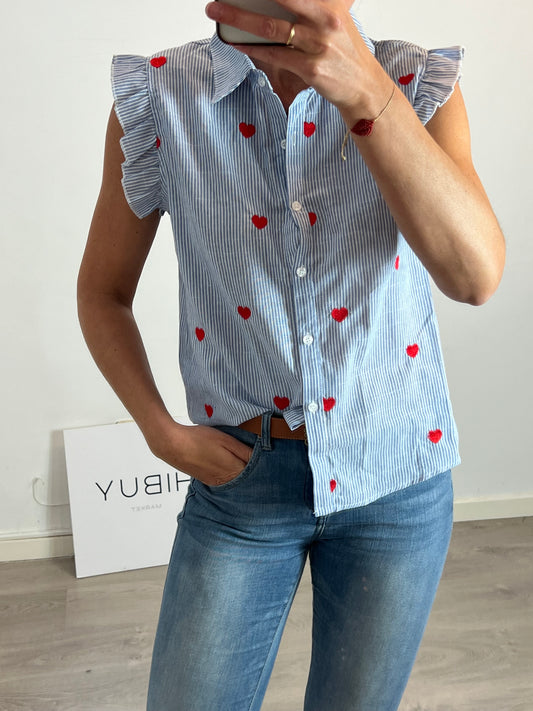 CARLOTA&amp;CO. Heart-striped blouse Tm/l
