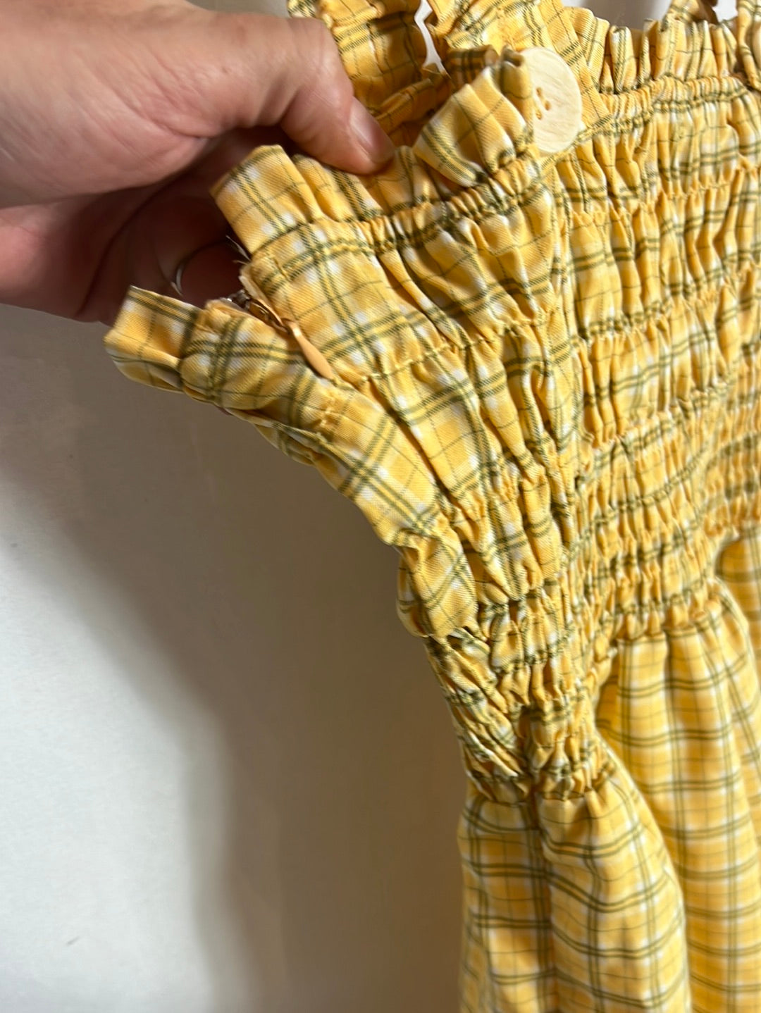 FASHION UNION. Mono amarillo cuadros T.38