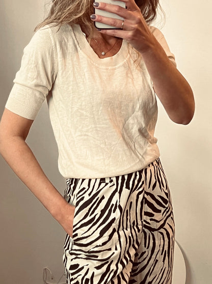 ZARA. Top punto fino beige. T M