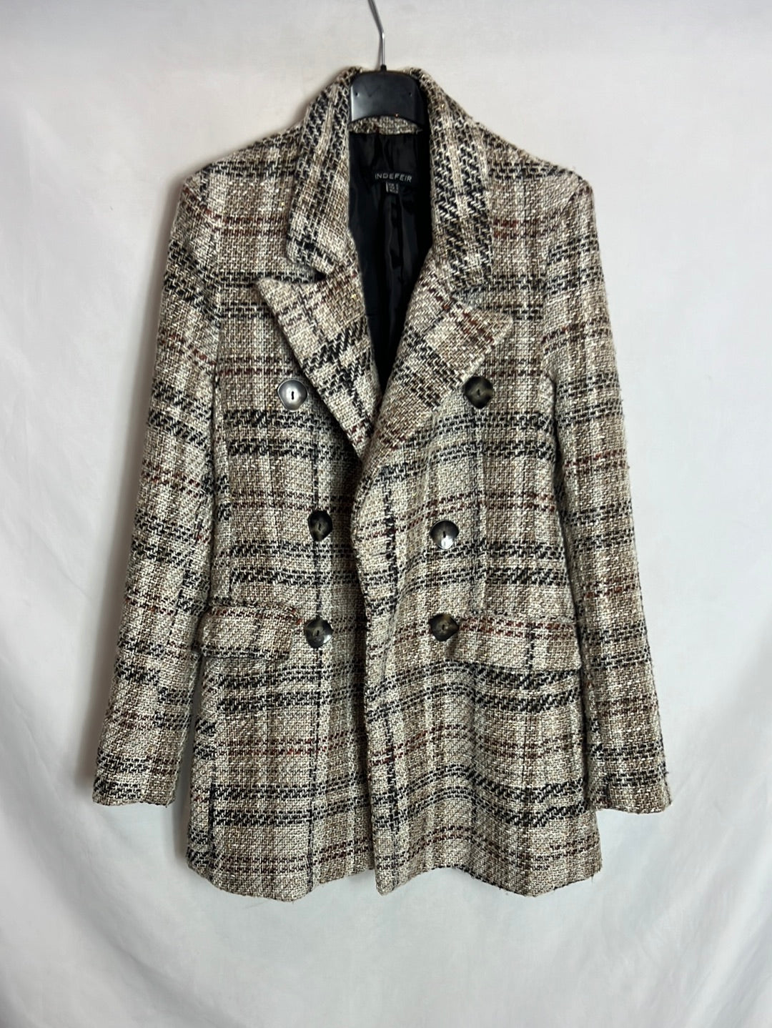 INDEFEIR. Abrigo tweed cruzado T.s