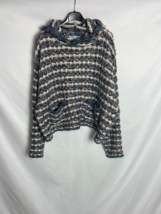 ZARA. Jersey hilos dorados capucha. TM