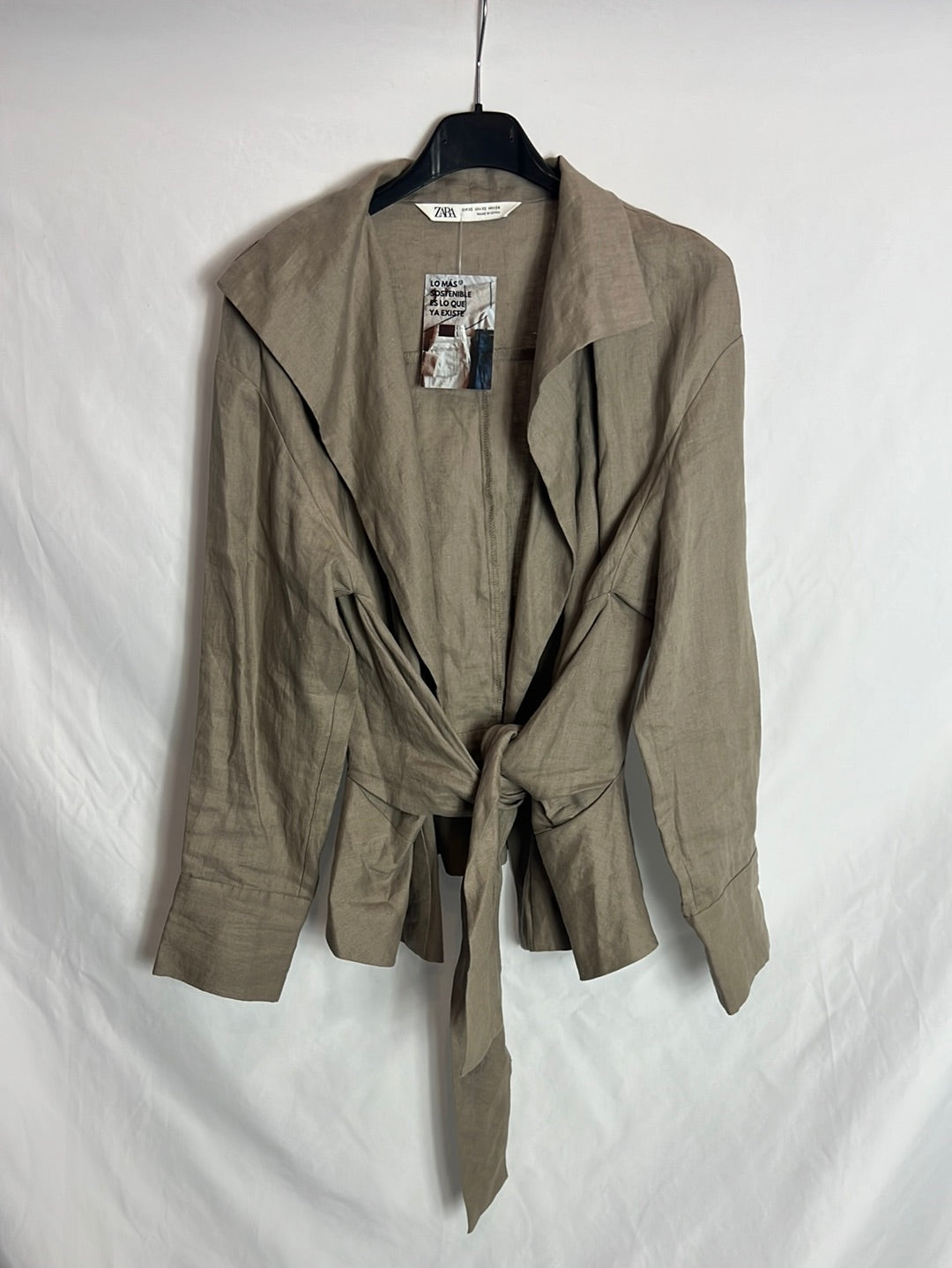 ZARA.Blusa/sobrecamisa beige T.xs