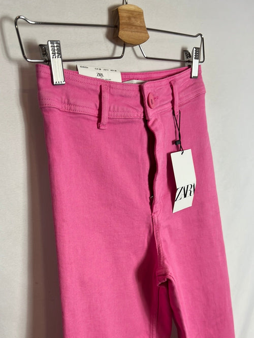 ZARA. Pantalones culotte rosa fucsia. T 36