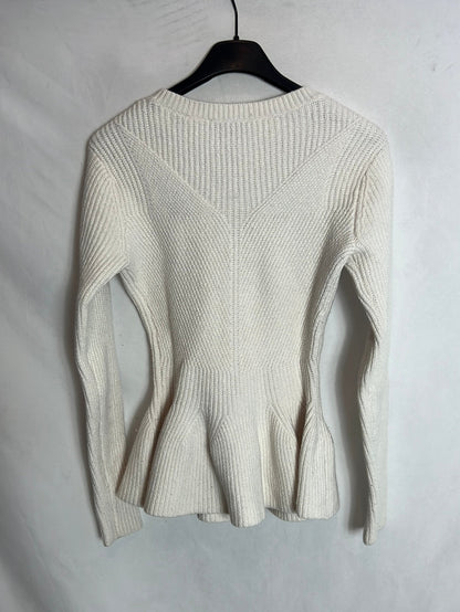 TED BAKER. Jersey beige detalle volante. T S