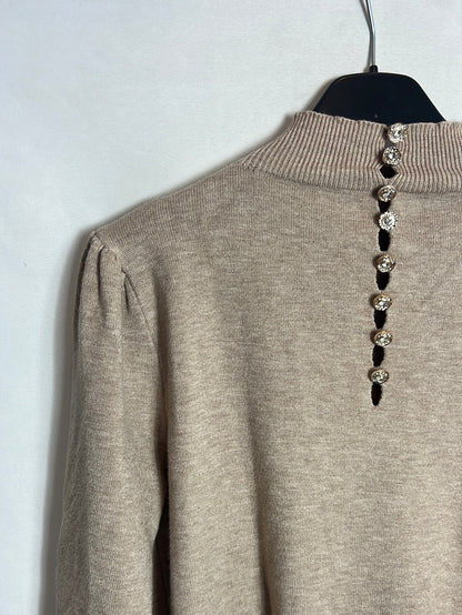 OTRAS. Jersey beige jaspeado detalle espalda. T S