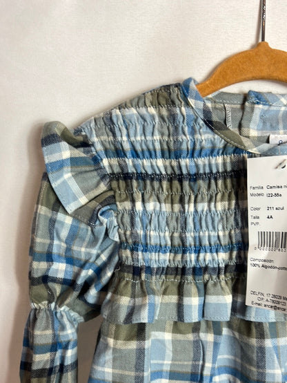 ANCAR. Camisa escocesa fruncidos niña. T 4 Años