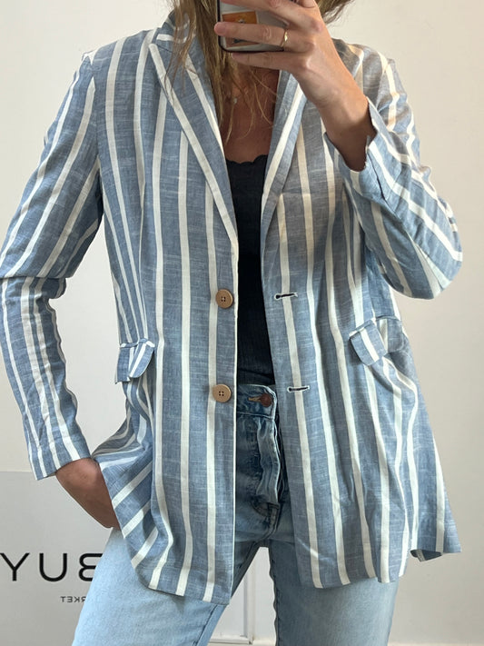 MANGO. Blazer rayas mezcla. T M