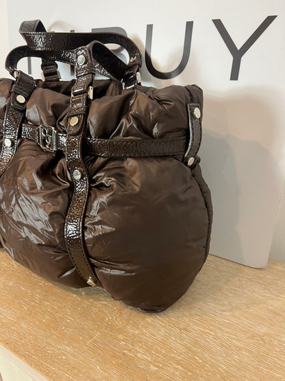 PURIFICACIÓN GARCIA. Medium brown quilted handbag