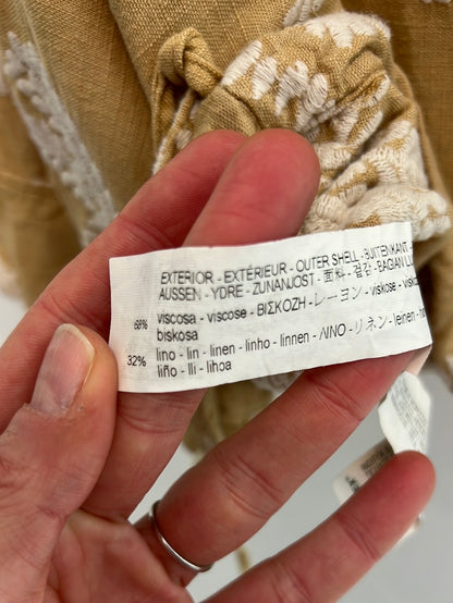 ZARA. Total look beige palmeras bordadas. T S