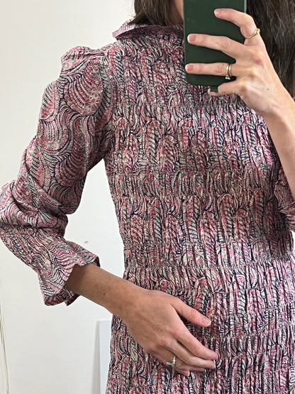 MARIA DE LA ORDEN. Vestido largo estampado nido de abeja. T S