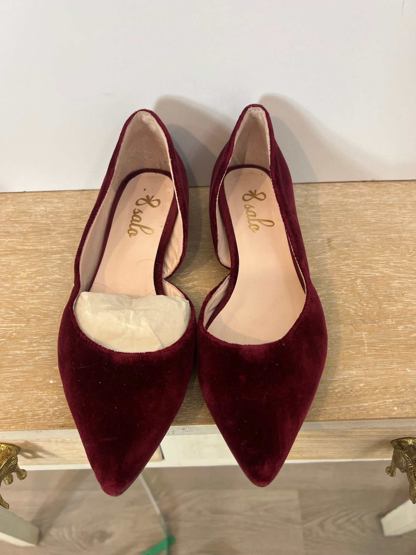 SALO. Manoletina burdeos terciopelo moña extraible T.37