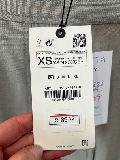 ZARA. Falda midi beige efecto pareo bolsillo. T XS