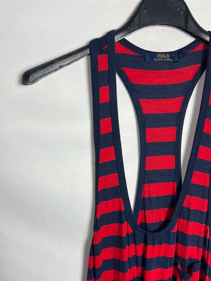 POLO RALPH LAUREN. Long striped dress with slits. TL