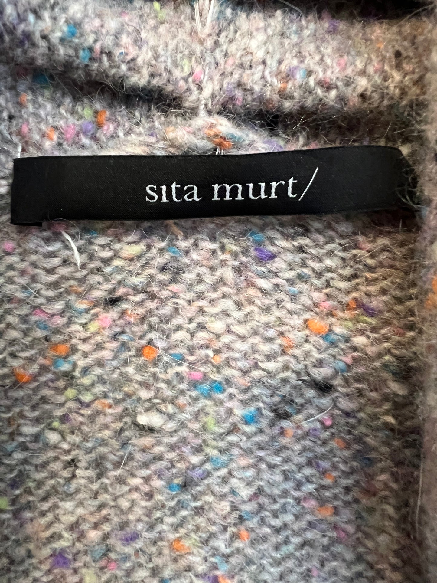 SITA MURT. Cárdigan gris jaspeado colores. T M