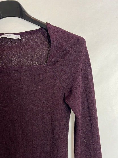 MANGO. Top burdeos canalé T.s