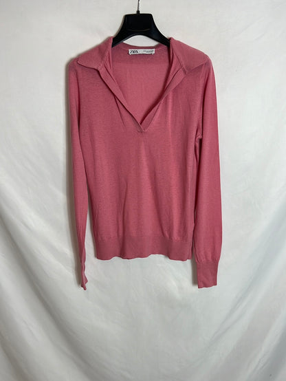 ZARA. Jersey rosa polero T.m