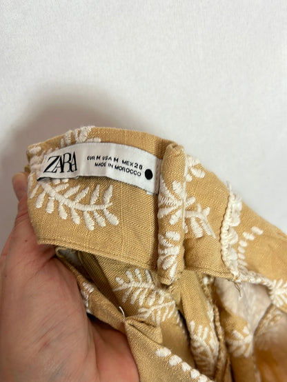 ZARA. Total look beige palmeras bordadas. T S