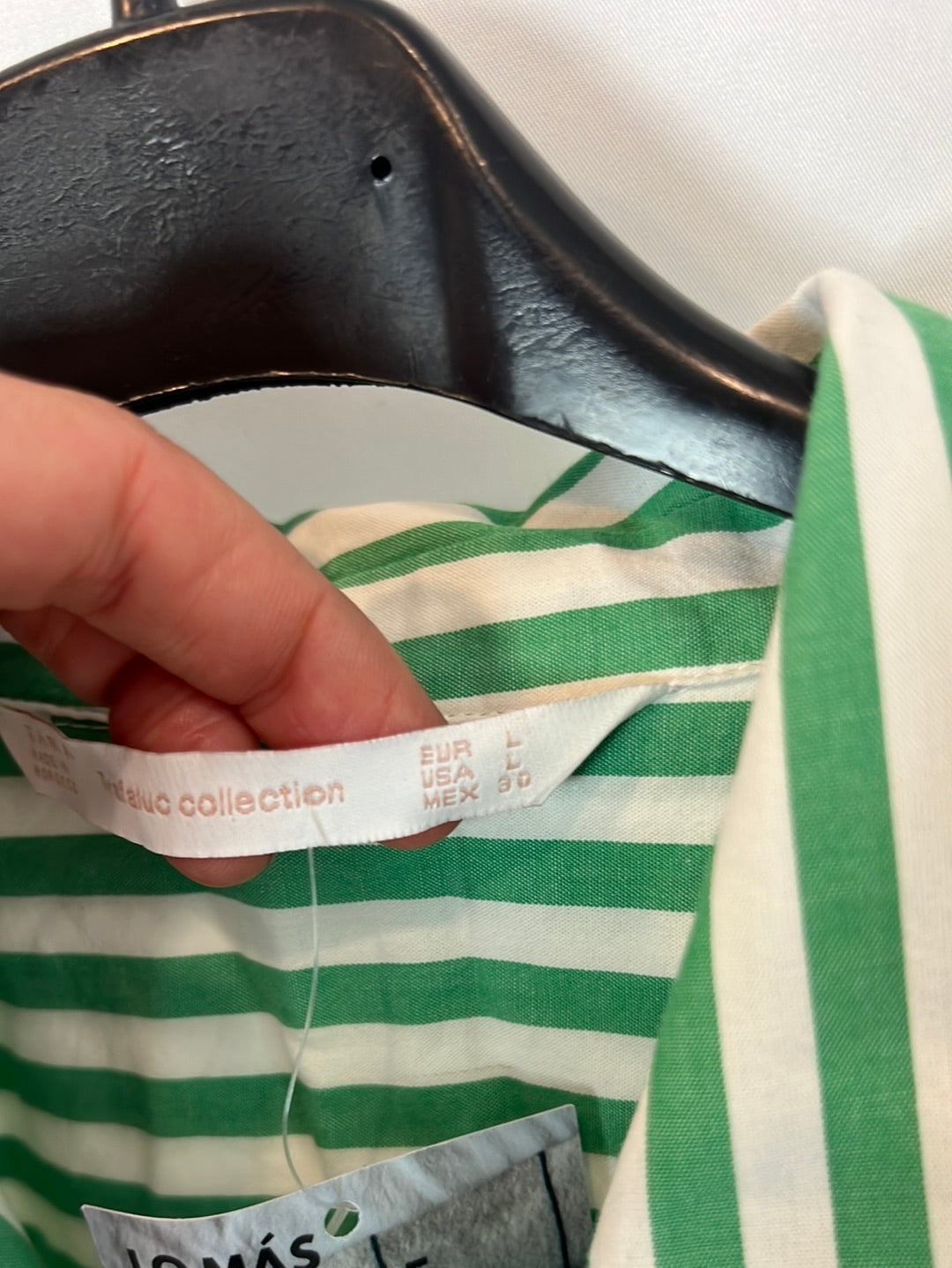 ZARA. Green and white striped flowing shirt Tl