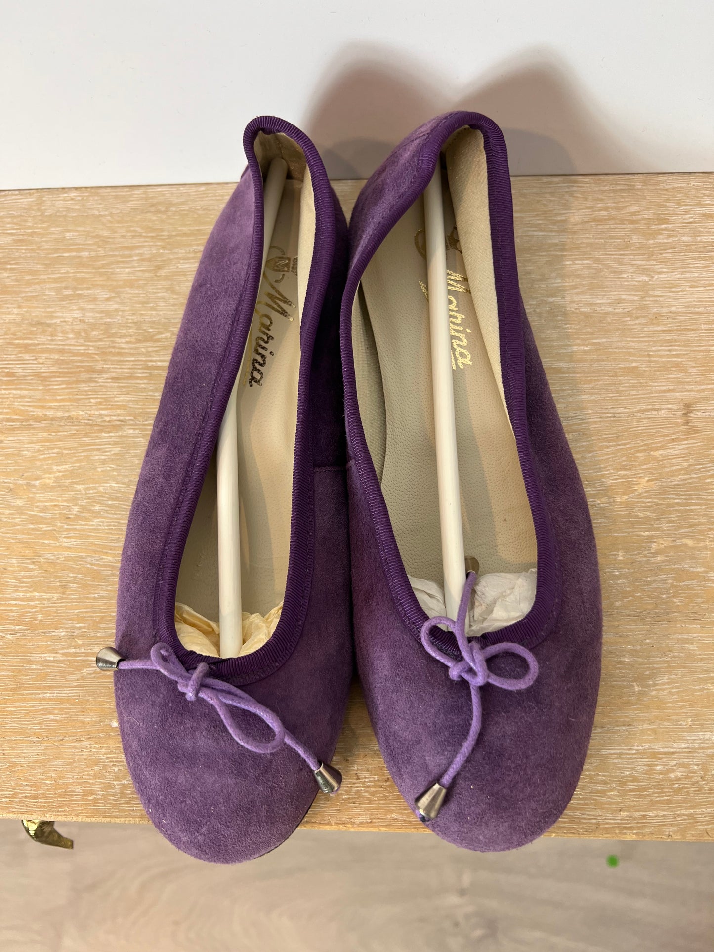 MARINA. Purple leather ballerinas. Size 38