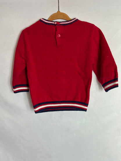 TUTTO LICCOLO. Red patterned sweater S. 9 months