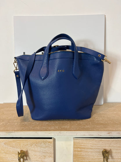 AVG. Bolso shopper azul piel
