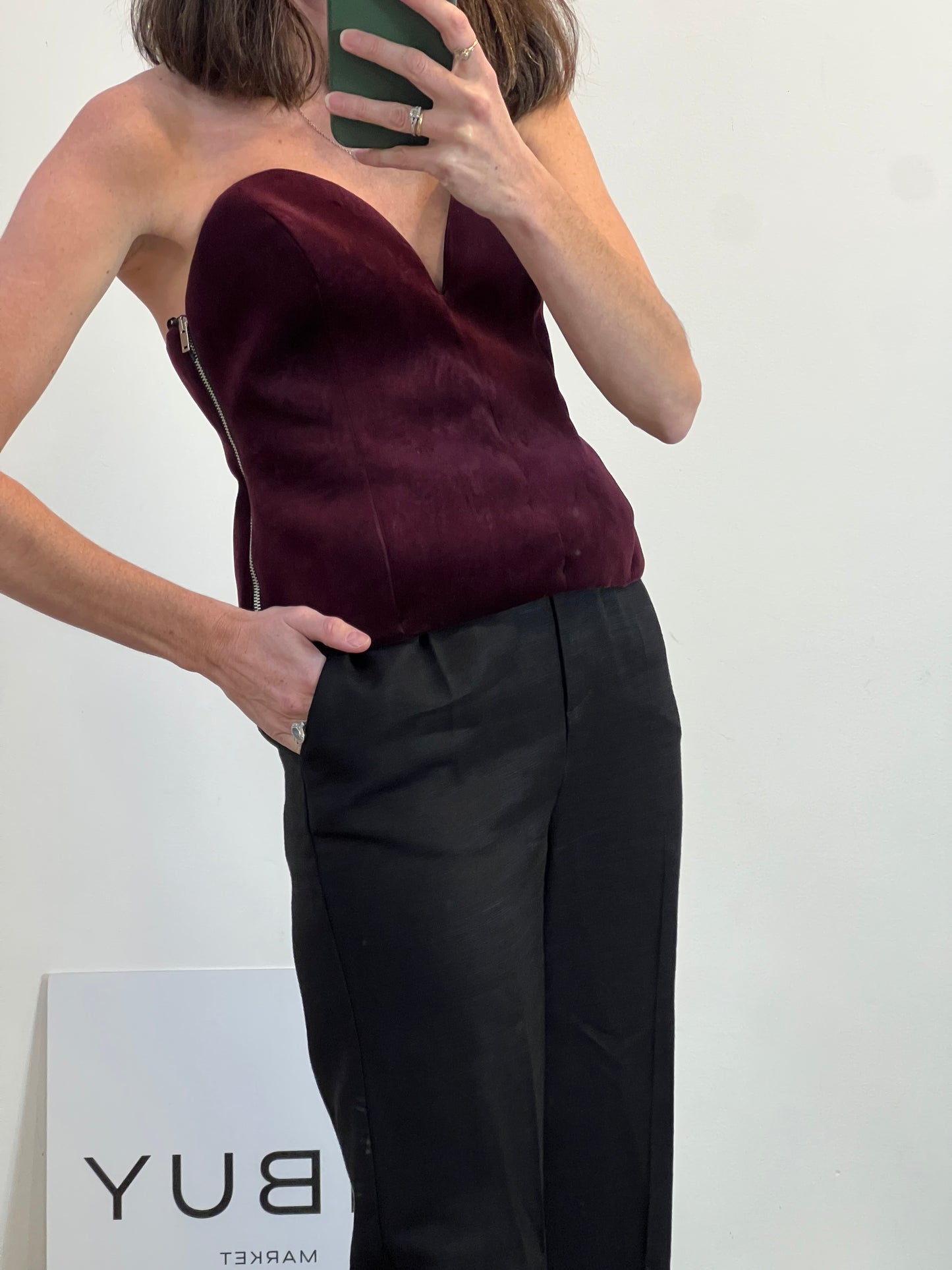 ZARA. Top terciopelo estructura