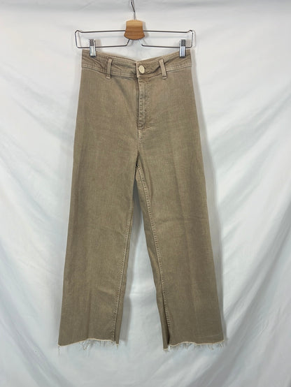 ZARA. Pantalón culotte beige tostadoT.36