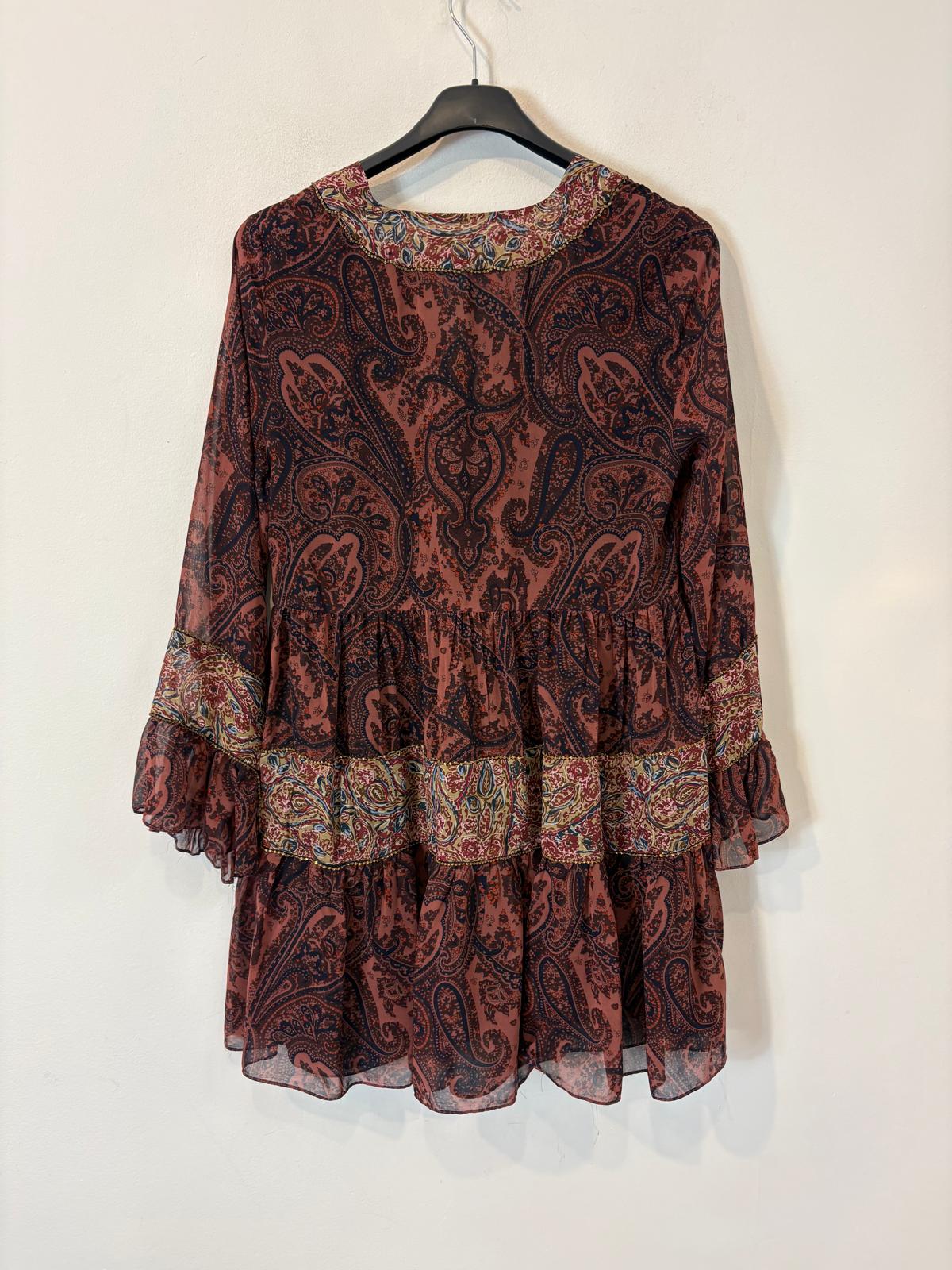 ZARA. Vestido corto estampado abalorios