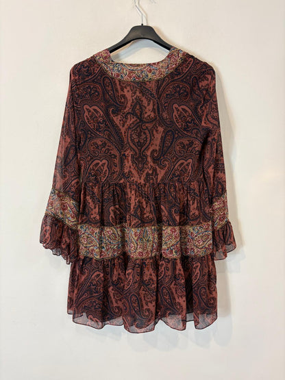 ZARA. Vestido corto estampado abalorios