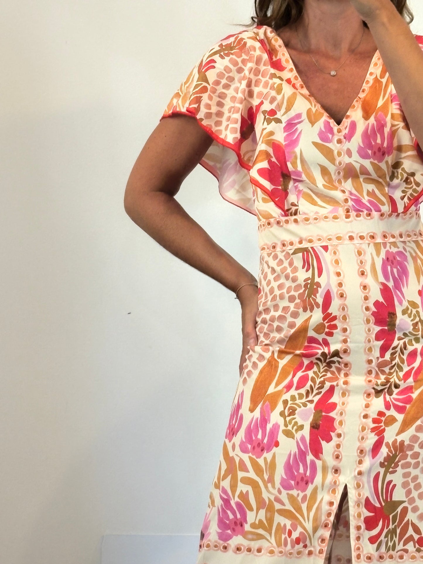 OTRAS. Vestido largo estampado abertura. T M