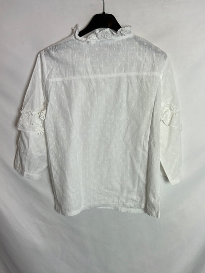 COSTER COPENHAGEN. Blusa plumeti bordados. T 34