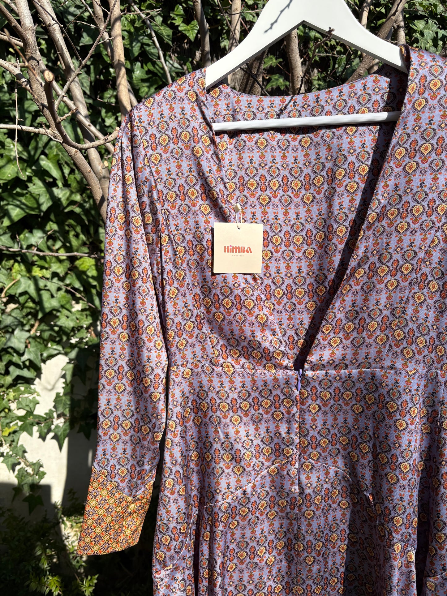 HIMBA. Vestido largo estampado abertura