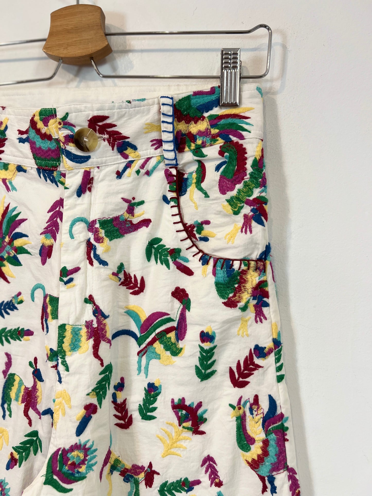 MICHONET. Pantalón blanco bordado T.s