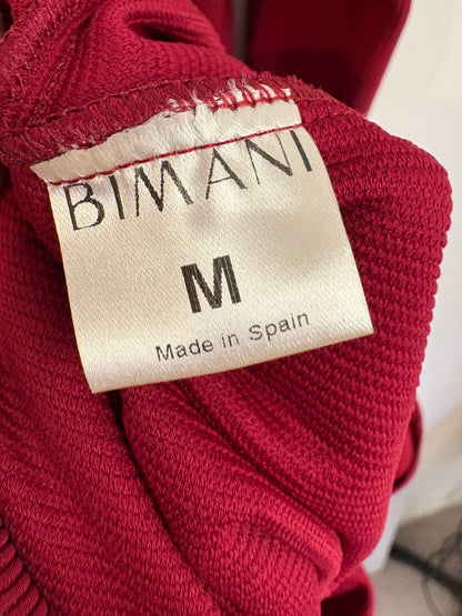BIMANI. Vestido midi textura burdeos