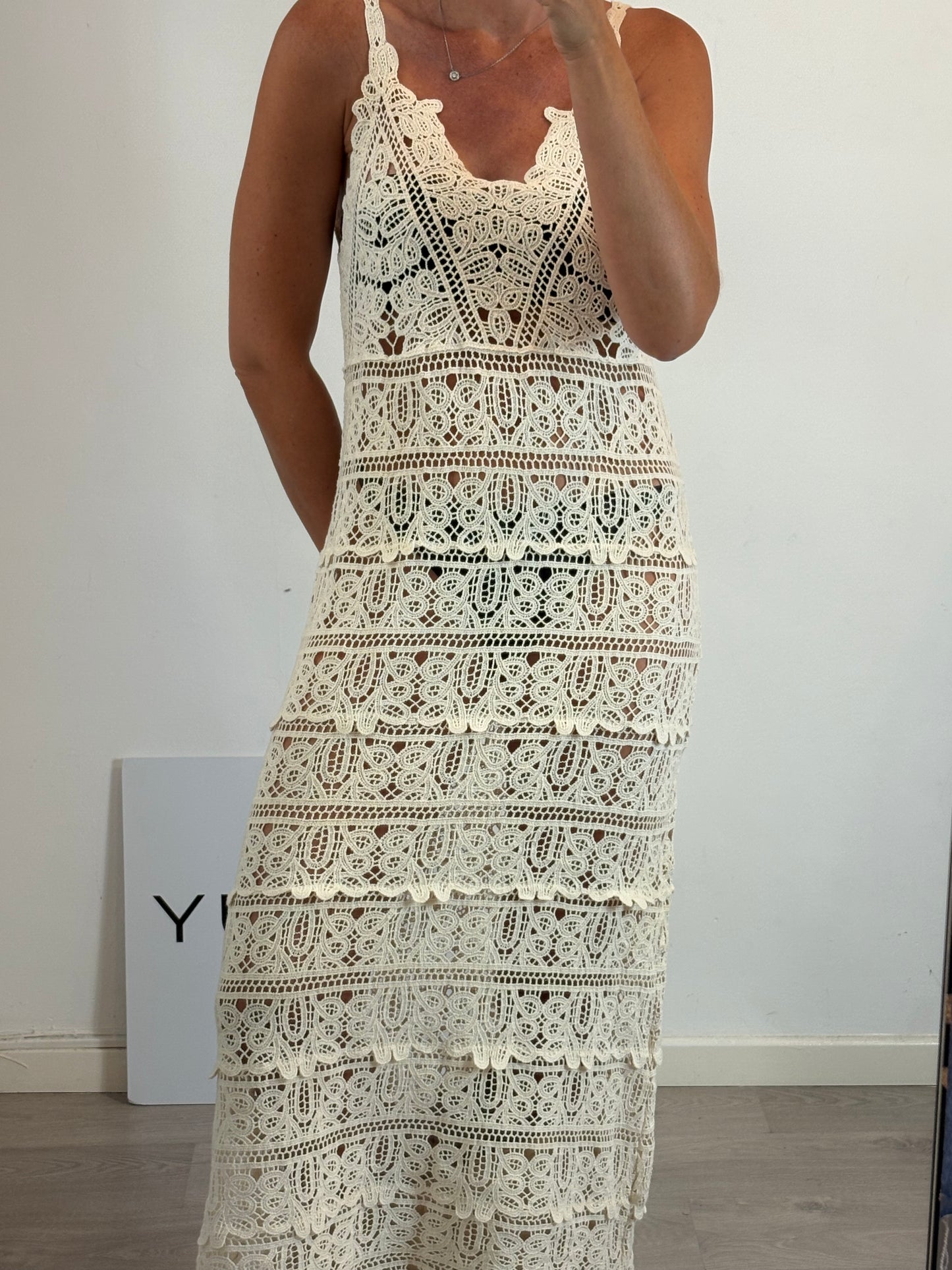 OTRAS. Vestido largo crochet. T S/M