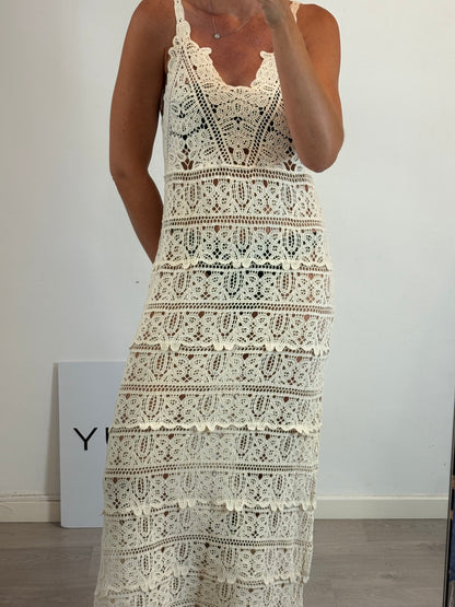 OTRAS. Vestido largo crochet. T S/M