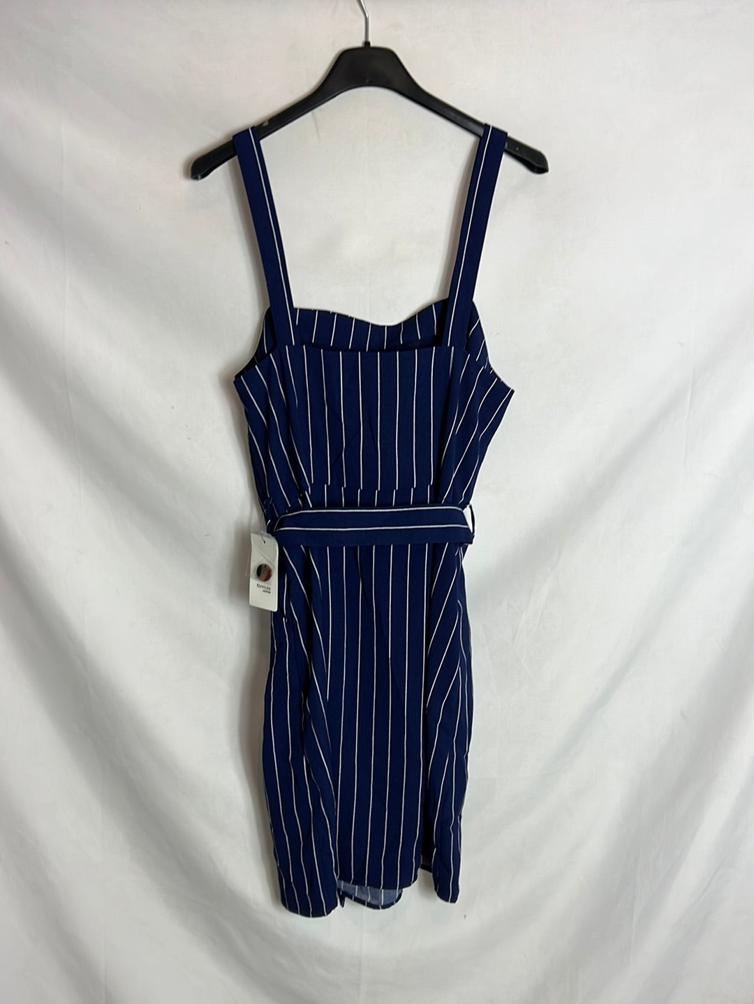 YOUNG FORMULA. Blue striped dress with buttons. Size 40