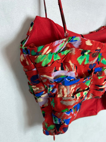 ZARA. Gathered red crop top. TS